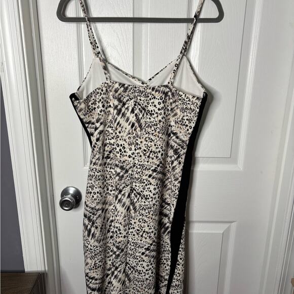 Almost Famous Black and White Leopard Print Spaghetti Strap Mini Dress Size XL - Picture 5 of 8